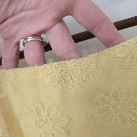 Vintage Union Made Yellow Spring Easter Dress Floral Lace Overlay Sheer Size 10 - Picture 5 of 16